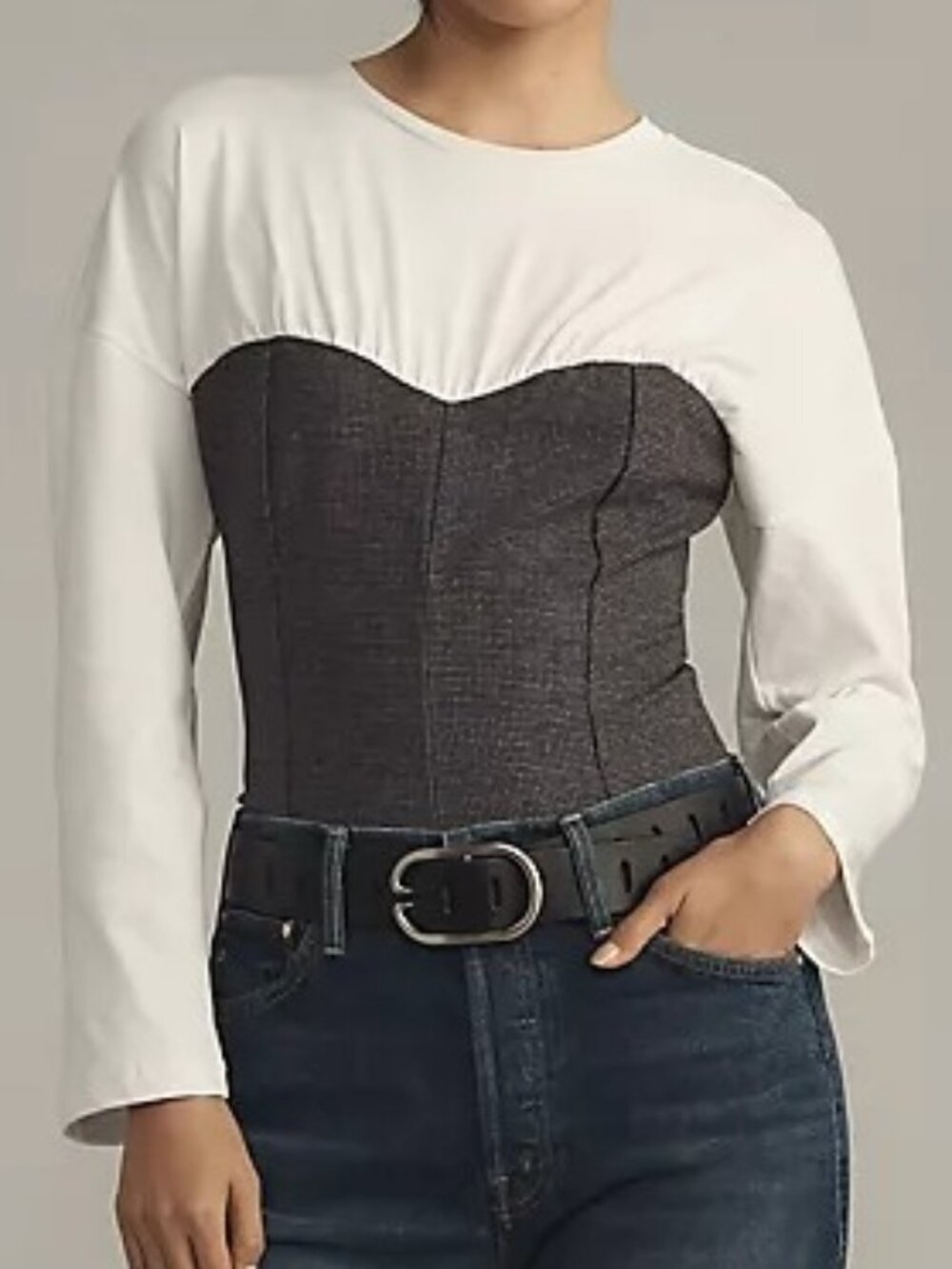 Maeve Anthropologie Twofor Long Sleeve Corset Top Blouse Shirt Women's M